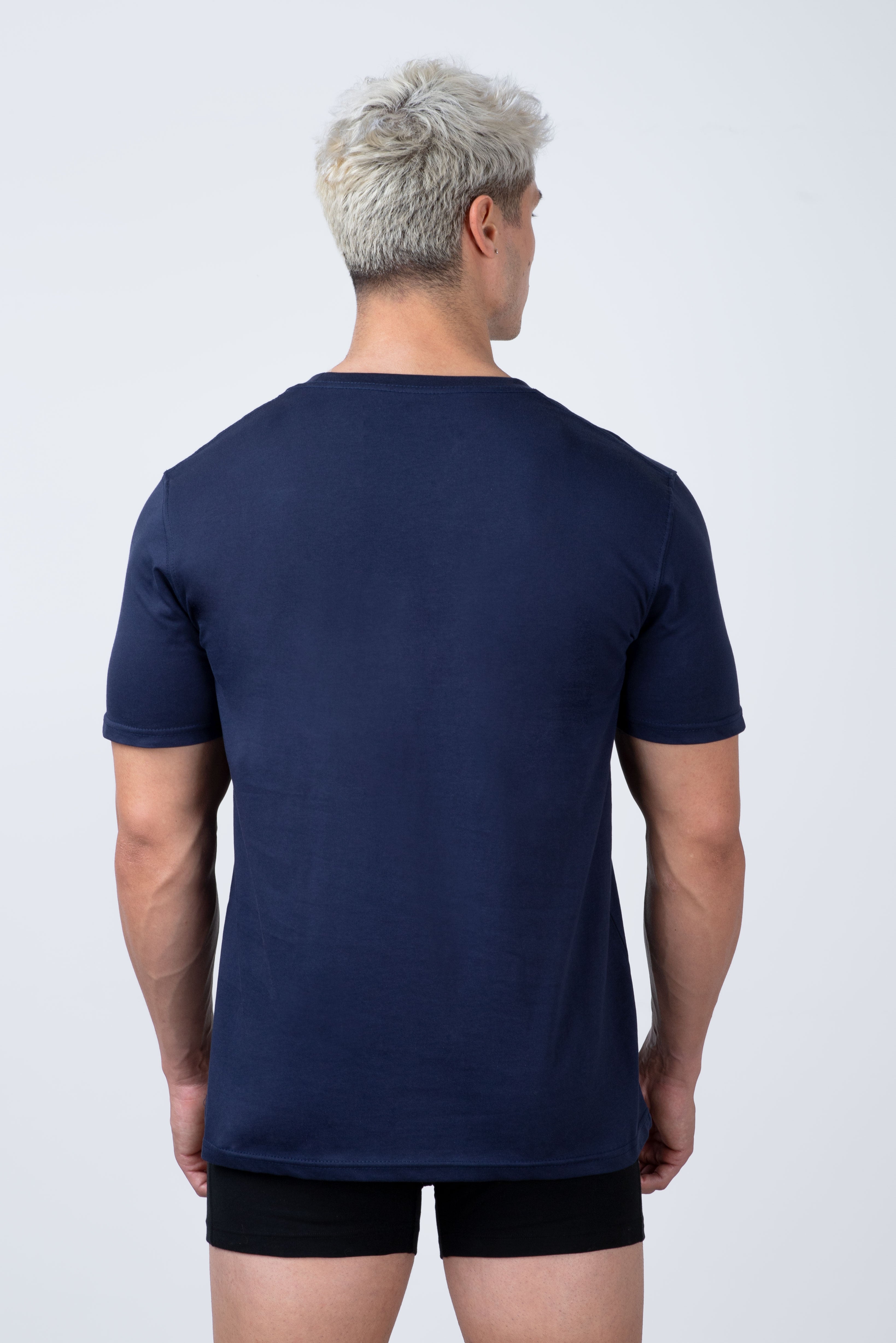 Polera Essential Everyday Manga Corta Azul Navy